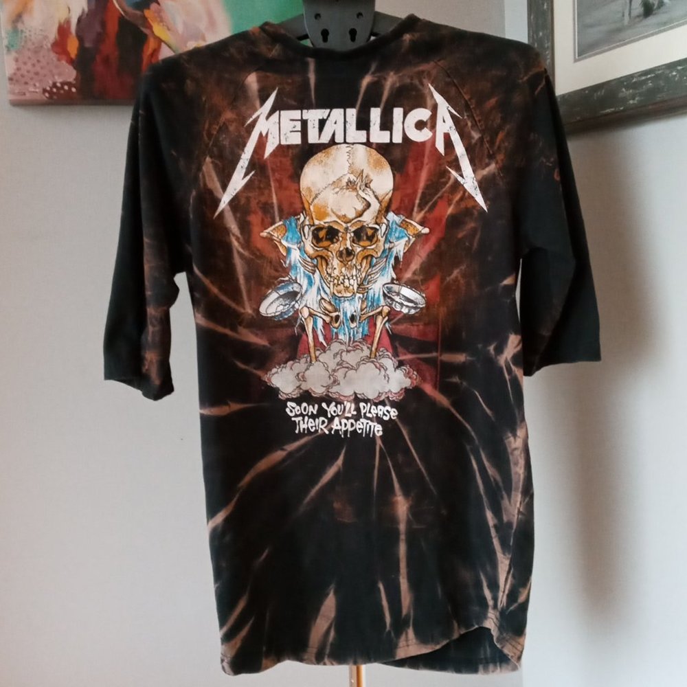 Metallica "Soon you'll  please their appetite" 3/4 length sleeve Bleached Tee
